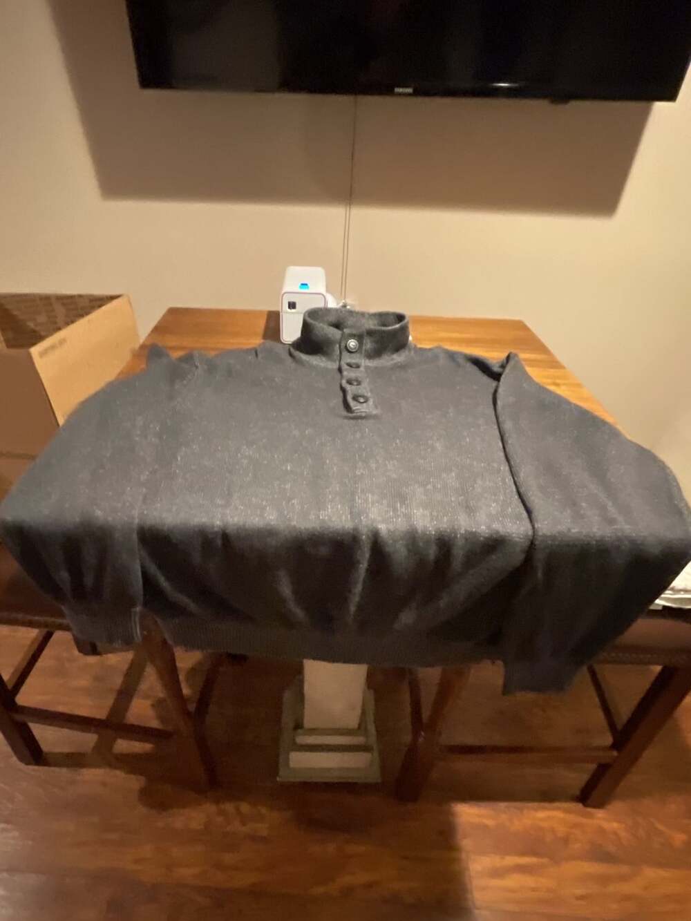 Weatherproof Vintage Henley Sweater Size XXL Charcoal Heather Knit Pullover